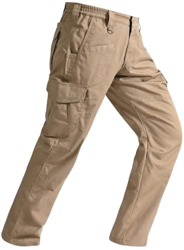 SPOSULEI Mens Tactical Pants Lightweight Ripstop Cargo Work Pants Waterproof Hiking Military Army Pants with Pockets Outdoor Apparel Dark Khaki 38Wx34L - Image 1