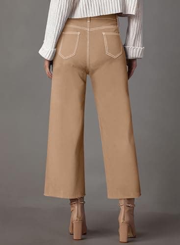 Dokotoo Women's Pants Jeans for Women High Waisted Straight Leg High Waist Stretch Palazzo Pants Fall 2025 Clothing Trendy Casual Trousers Summer Stretch Denim with Pockets - Image 3
