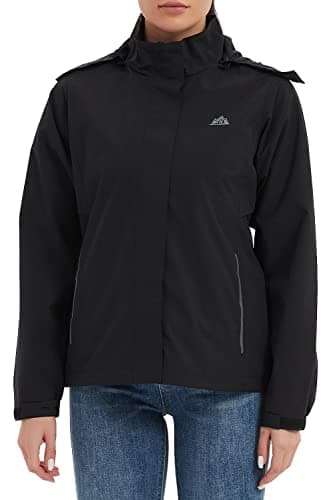 MOERDENG Women's Waterproof Rain Jacket Lightweight Raincoat Hooded Hiking Jacket Softshell Windbreaker - Image 2