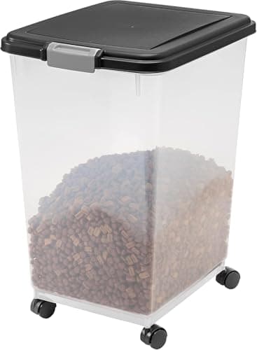 IRIS USA Dog Food Storage Container, Up to 54 Pounds, Attachable Wheels, For Dog Cat Bird and Other Pet Food Storage Bin, Keep Fresh, Easy Mobility - Made in USA, Black - Image 7