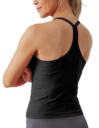 MathCat Workout Tank Tops for Women with Built in Bra, Sleeveless Gym Tops Seamless Racerback Athletic Yoga Shirts Black - Image 1