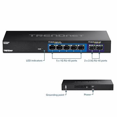 TRENDnet 7-Port Multi-Gig Gaming Switch, TEG-S327, 5 x 1G RJ-45 Base-T Ports, 2 x 2.5G RJ-45 Ports, 20Gbps Switching Capacity, Wall Mountable, Plug & Play, Lifetime Protection, Black - Image 7