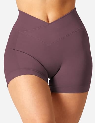YEOREO Workout Shorts Women Scrunch 3.5" Seamless V Waist Amplify Shorts Sport Gym Shorts Rose Medium - Image 2