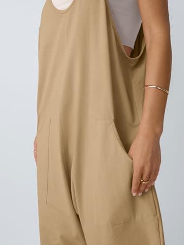 AUTOMET Jumpsuits for Women Casual Summer Outfits Rompers Comfy Beach Vacation Trendy Overalls Jumpers Fashion Clothes 2025 Khaki M - Image 5