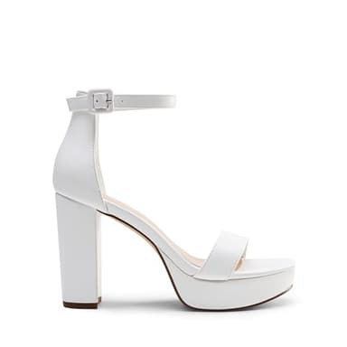 DREAM PAIRS Women's Platform Chunky High Heeled Sandals Open Toe Block Heels Ankle Strap Dress Shoes for Wedding Party Evening,Size 6.5,White,DWUMHS2508 - Image 2