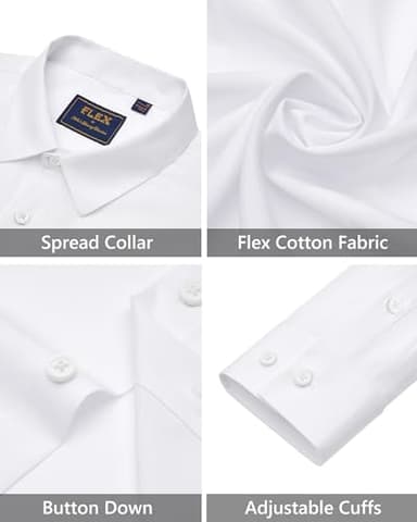 J.VER Men's Dress Shirts Stretch Long Sleeve Formal Shirt Solid Business Casual Button Down Shirts for Wedding Prom - Image 5