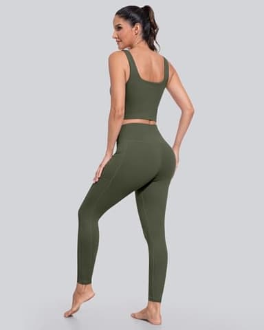 CHRLEISURE Leggings with Pockets for Women, High Waisted Tummy Control Workout Yoga Pants(5 Packs Black,Gray,Navy,Wine,JLGreen, S) - Image 5