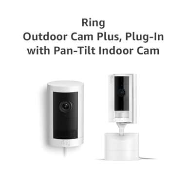 All-new Ring Outdoor Cam Plus Plug-In, White with Ring Pan-Tilt Indoor Cam, White - Image 7