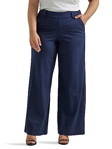 Lee Women's Plus Size Ultra Lux Comfort Any Wear Wide Leg Pant Emperor Navy 18 Plus Petite - Image 1