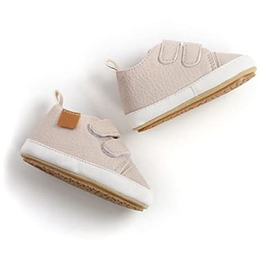 BABSMULY Baby Boys Girls Shoes Non-Slip Rubber Sole High-Top PU Leather Sneakers Infant First Walking Shoes Toddler Crib Shoes Newborn Loafers Flats.(Beige, 6-12 Months) - Image 7