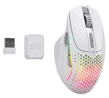 Glorious Gaming Model I 2 Wireless Gaming Mouse - Hybrid 2.4Ghz & Bluetooth, 75g Superlight, 9 Buttons (2 Swappable), RGB, PTFE Feet, MMO/MOBA/FPS, Long Battery Life, Side Thumb Rest - White - Image 10