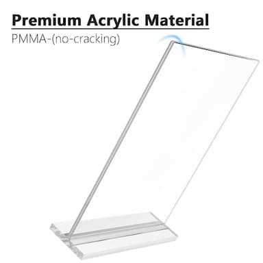 MaxGear Acrylic Sign Holder 8.5x11 Inches 2 Pack, Double Sided Clear Display Stand Table Top Paper Holder, Vertical Menu Flyer Stand, Plastic Frame for Stores, Restaurants, Hotels, Office - Image 3