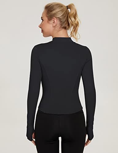LUYAA Yoga Jacket for Women Full Zip Lightweight Running Cropped Jacket Black L - Image 5