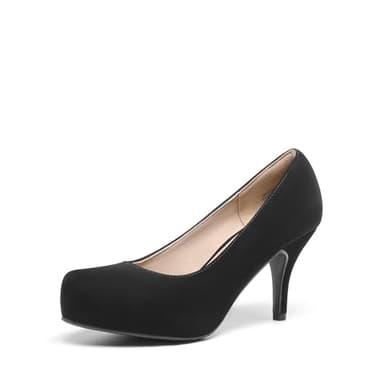 DREAM PAIRS Tiffany Women's New Classic Elegant Versatile Low Stiletto Heel Dress Platform Pumps Shoes,Size 8,Black/Nubuck,TIFFANNY - Image 1