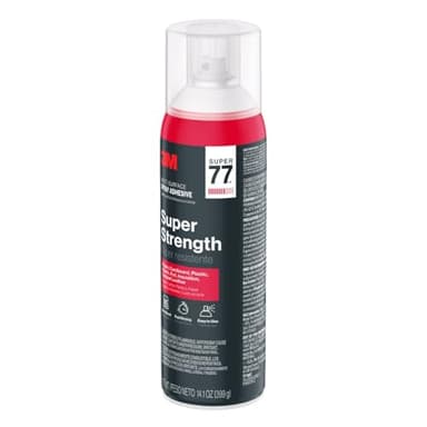 3M Super 77 Multi-Surface Spray Adhesive, 14.1 oz., Low VOC, Quick Bond, Fast Drying, Clear Finish for Foil, Foam, Paper, Metal, Plastic, Fabric, and Cardboard (77-NAT) - Image 4