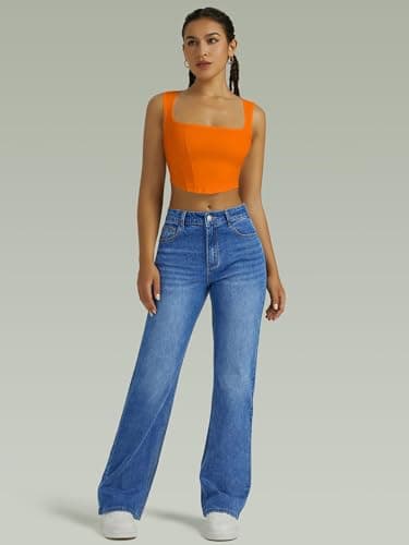 FUNUCA Straight Leg Jeans for Women,High Waisted Wide Leg Loose Microelastic Boyfriend Denim Pants Blue - Image 5