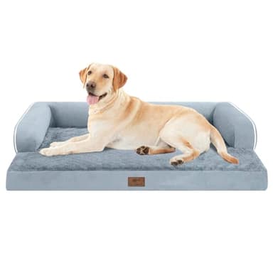 Large Dog Bed Orthopedic Washable - Beds Bolster Pet - XXL XXLarge Big Dogs - Memory Foam - Couch Sofa - Waterproof with Removable Cover - Grey Dog Bed - Image 1
