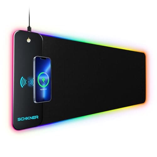 Schkner RGB Gaming Mouse Pad with Wireless Charging 15W, Large Desk Mat 800x300x4mm, 10 Light Modes Keyboard Pad with Non-Slip Rubber Base, Waterproof Mousepad for Gaming PC MacBook Laptop - Image 1
