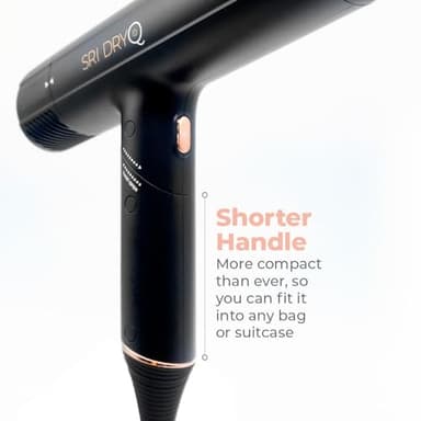 SRILabs DryQ “Smart” Hair Dryer - Super Lightweight, Foldable - Powerful, Quiet Motor - Infrared and Ionic Technology - 3 Magnetic Attachments - Heat Control with Locking Switch - Image 6