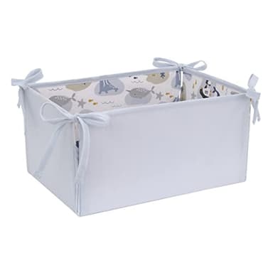 NoJo Arctic Adventure Light Blue, White, Taupe and Navy Whales, Walrus, and Otter 4 Piece Nursery Crib Bedding Set - Comforter, 100% Cotton Fitted Crib Sheet, Crib Skirt, and Storage Caddy - Image 5