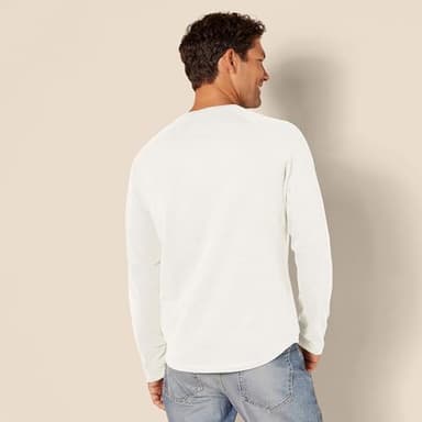 Amazon Essentials Men's Slim-Fit Long-Sleeve Henley Shirt, Oatmeal Heather, X-Small - Image 3