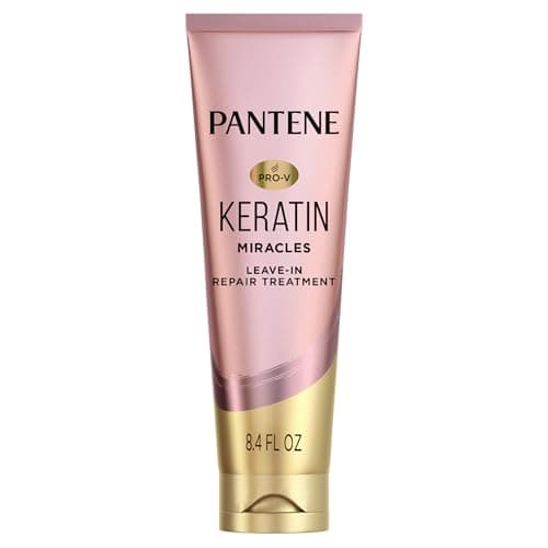 Pantene Keratin Leave-In Conditioner with Argan Oil, Protein Treatment for Dry, Damaged & Color-Treated Hair, Repairs Split Ends & Protects from Damage, Formaldehyde-Free, 8.4 Fl Oz - Image 1