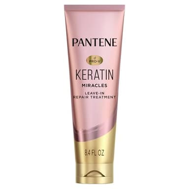 Pantene Keratin Leave-In Conditioner with Argan Oil, Protein Treatment for Dry, Damaged & Color-Treated Hair, Repairs Split Ends & Protects from Damage, Formaldehyde-Free, 8.4 Fl Oz - Image 1