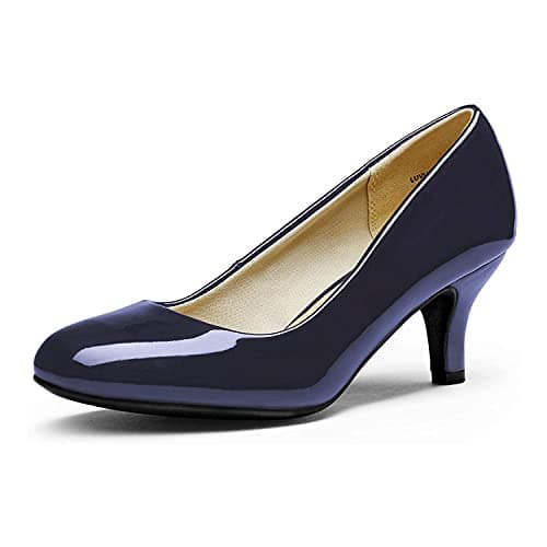 DREAM PAIRS Women's Dress Comfortable Low Heel Pump Shoes,Size 8,Navy/Pat,LUVLY - Image 1