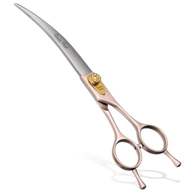 Fenice Peak Professional Curved Dog Grooming Scissors 8'' Rose Gold 440C Stainless Steel Pet Cutting Shears Safety Trimming Shearing for Dogs Cats - Image 1