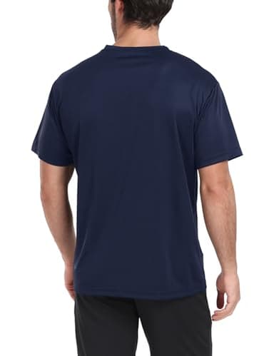 HovSiyla 5 Pack Workout Shirts for Men Athletic Running Gym Quick Dry Short Sleeve Performance Moisture Wicking T Shirt Black/Navy Blue/Azure/Burgundy/Army Green-M - Image 2