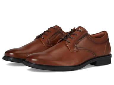 Nunn Bush Men's Jarvis Plain Toe Oxford Dress Casual Business Formal Lace Up, Cognac, 10 Wide - Image 1