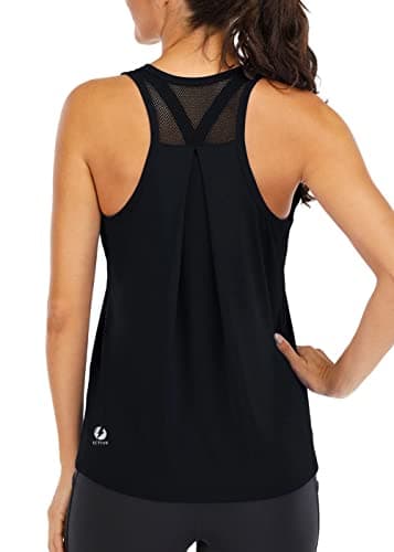 ICTIVE Workout Tops for Women Loose fit Racerback Tank Tops for Women Mesh Backless Muscle Tank Running Tank Tops Workout Tank Tops for Women Yoga Tops Exercise Gym Tops Black M - Image 1