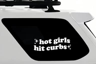 1Pcs Hot Girls Hit Curbs - Trendy Boho Chic Car Mirror Decal & Bumper Sticker Funny Car Accessory for Women High-Quality Vinyl, Perfect Gift for Female Drivers, Hippie Car Decor (8-inch Width, White) - Image 4
