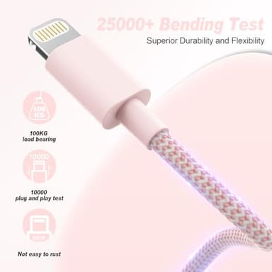 [Apple MFi Certified] iPhone Charger, 6Pack (3/3/6/6/6/10 FT) Fast Charging Long Lightning Cable, High Speed Transfer USB Charger Cord for iPhone 14 13 12 11 Pro Max/XR/XS/X/8/7/6Plus iPad - Image 5