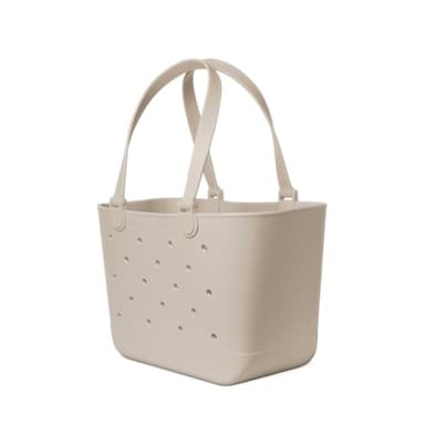 Simple Modern Large Beach Bag | Waterproof Getaway Rubber Tote with Zipper Pocket for Travel, Pool, Boat, Groceries, Sports | Almond Birch - Image 2