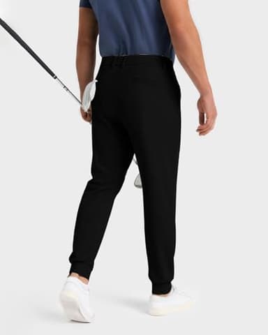 SNOWTEN Men's Golf Joggers Pants with 5 Pockets Stretch Fit Work Dress Athletic Jogger Sweatpants for Running Gym Black 2XL - Image 2