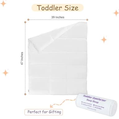ZPECC Toddler Down Alternative Comforter, 39x47 Hypoallergenic Baby Blanket Quilt, Soft Breathable Lightweight All Season Kids Duvet Insert for Crib Stroller Cot Daycare, White Stripe - Image 2