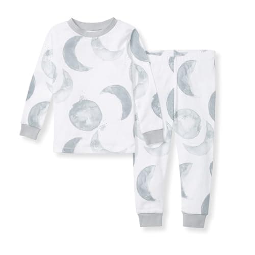 Burt's Bees Baby Baby Boy's Pajamas, 2-Piece Sleeve Tee and Long Pant Cotton PJ Set, Sizes Months to 12 Years, Hello Moon Light Blue, 3 Toddler - Image 1