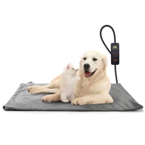 Toozey Pet Heating Pad, 6 Adjustable Temperature Dog Cat Heating Pad with Timer, Waterproof Heated Dog Bed with Chew Resistant Cord, Indoor Electric Pet Heated Mat 28x20in - Image 1
