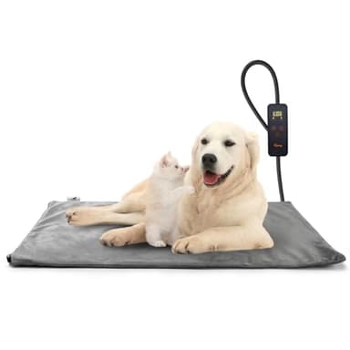 Toozey Pet Heating Pad, 6 Adjustable Temperature Dog Cat Heating Pad with Timer, Waterproof Heated Dog Bed with Chew Resistant Cord, Indoor Electric Pet Heated Mat 28x20in - Image 1