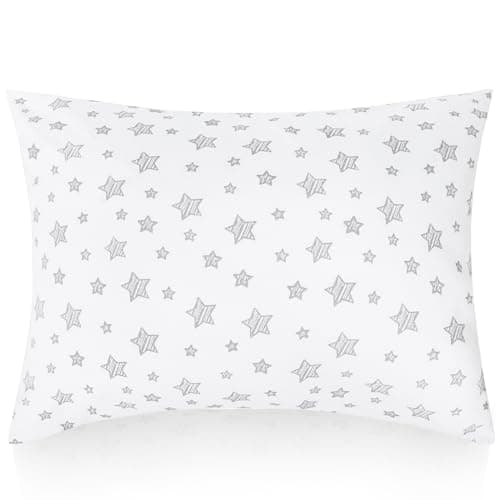 Toddler Pillow for Sleeping, Kid Pillows 14" x 19" for Small Travel Bed, Nap Pillow, Soft & Skin-Friendly Small Pillows for Sleeping, Toddler Use Only, Age 2 to 5 (Grey Star) - Image 1