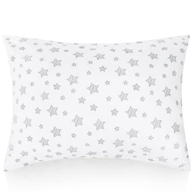 Toddler Pillow for Sleeping, Kid Pillows 14" x 19" for Small Travel Bed, Nap Pillow, Soft & Skin-Friendly Small Pillows for Sleeping, Toddler Use Only, Age 2 to 5 (Grey Star) - Image 1