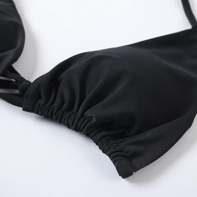 MOSHENGQI Women Sexy Brazilian Bikini 2 Piece Spaghetti Strap Top Thong Swimsuit Bathing Suit(S,0Solid Black) - Image 7