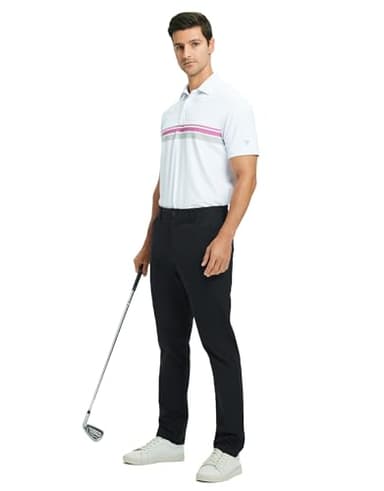 Rouen Mens Work Pants Pockets Slim Fit Stretch Waterproof Business Dress Pants Trouser Chino Casual Mens Golf Pants Black - Image 3
