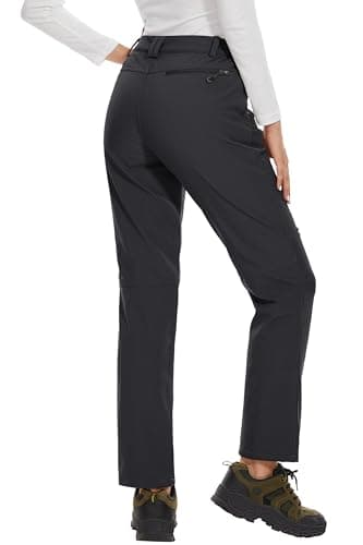 MAGCOMSEN Women's Fleece Lined Waterproof Insulated Winter Pants Outdoor Snow Ski Pants Warm Hiking Softshell Black XS - Image 2