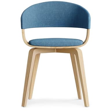 SIMPLIHOME Lowell Dining Chairs - Upholstered Light Natural Oak Bentwood Frame and Linen-Style Fabric Kitchen Chair in Blue, Modern Dining Room Seating with Curved Back and Padded Seat - Image 4