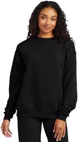 Hanes Men's EcoSmart Sweatshirt, Black, Large - Image 4