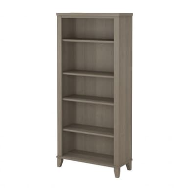 Bush Furniture Somerset 5 Shelf Bookcase in Ash Gray, Tall Bookshelf, Large Book Shelf for Living Room, Home Office, or Entryway - Image 1