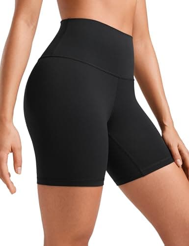 CRZ YOGA Womens ButterLuxe Biker Shorts 6 Inches - High Waisted Workout Running Volleyball Spandex Yoga Black Large - Image 1