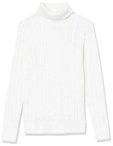 Amazon Essentials Women's Fisherman Cable Turtleneck Sweater (Available in Plus Size), White, Small - Image 9